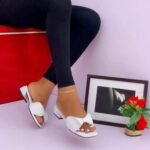 White Open Sandals with Bold Bow