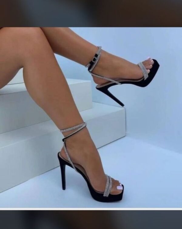 High Stiletto Heels with Silver Wrap-Around Straps