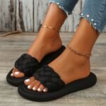 Elegant Black Braided Sandals for Ladies