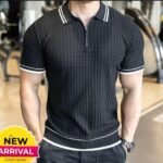 Men's Fashion Polo Shirt Business Casual T-shirt - Black