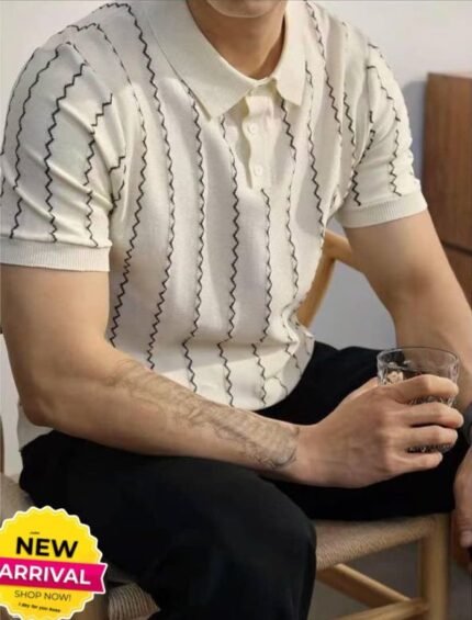 Men's Fashion Polo Shirt Business Casual T-shirt - Off white