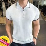 Men's Fashion Polo Shirt Business Casual T-shirt - White