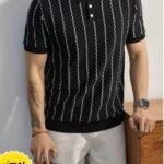 Men's Fashion Polo Shirt Business Casual T-shirt - Black