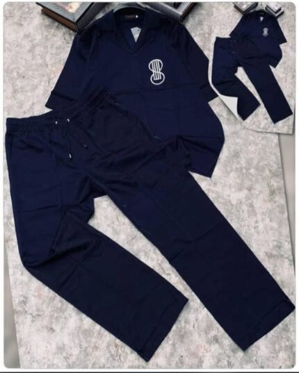 Men's Shirt and Pants Combo Set - Navy Blue