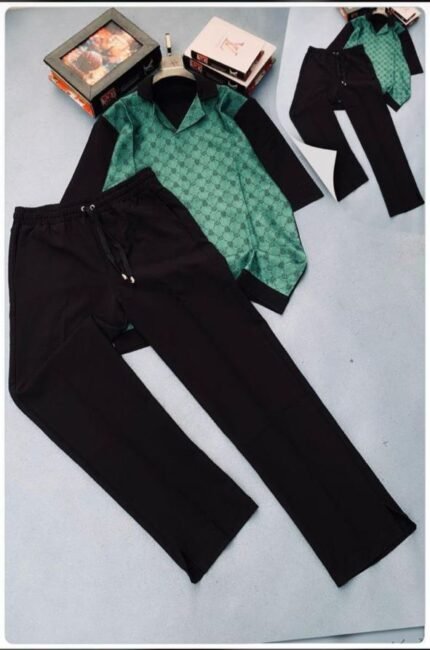 Men's Shirt and Pants Combo Set - Black