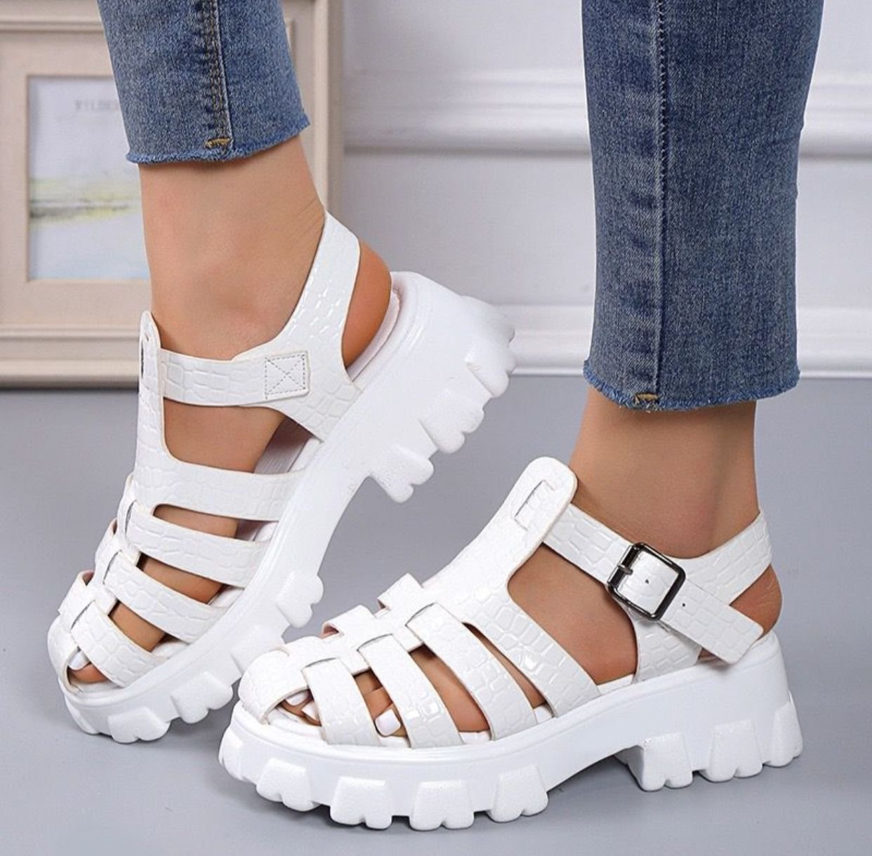 white Ladies Luxury Sandals - Image 1