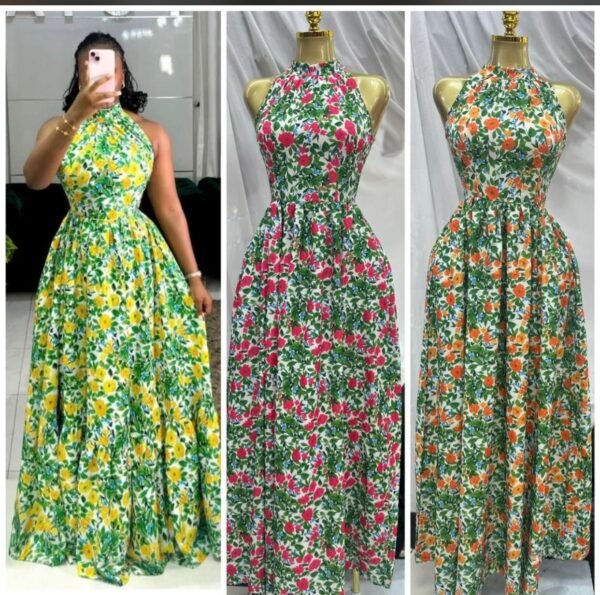 Elegant Halter Floral Dress