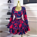 Crimson Bloom Silhouette Dress