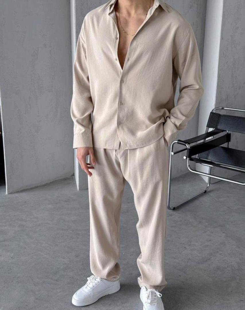 IMG-20260829-WA0012 Men's 2-Piece Relaxed Fit Long-Sleeve Shirt and Trouser Set - Image 1