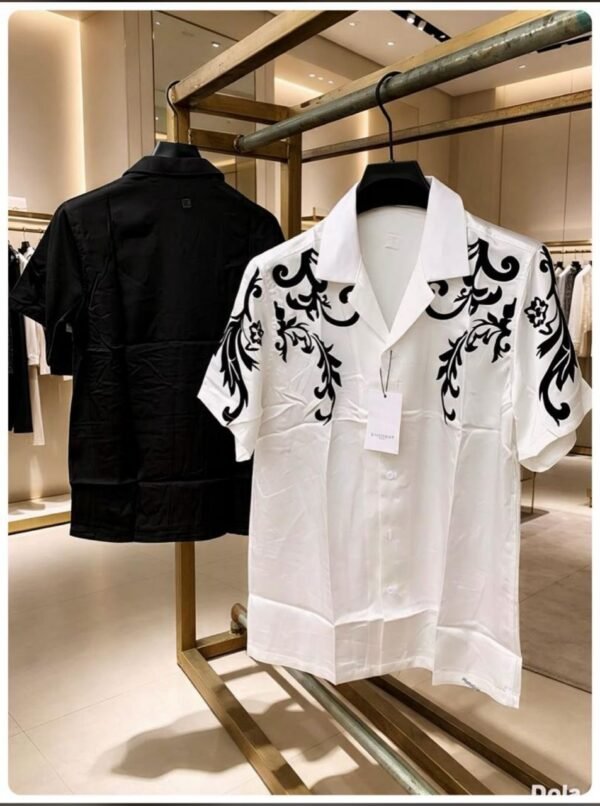 Men's Floral Jacquard Camp Collar Short-Sleeve Shirt