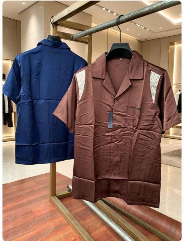 Men's Silk-Feel Camp Shirt with Contrast Patterned Yoke
