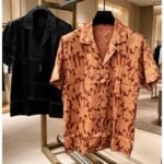 Men's Two-Tone Floral Print Camp Collar Short-Sleeve Shirt