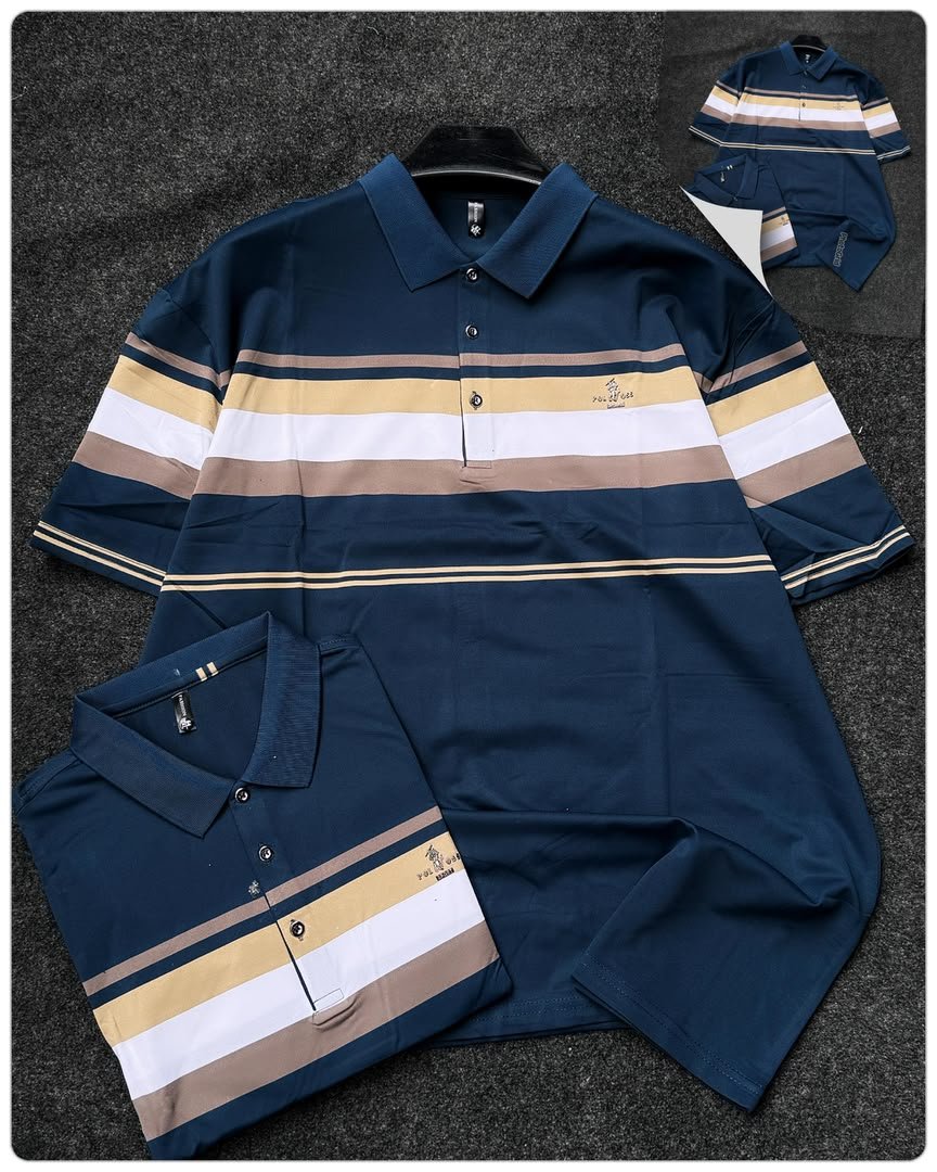 WhatsApp Image 2026-08-02 at 05.48.30 Men's Classic Striped Short Sleeve Polo Shirt - Image 1