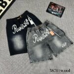 Faded Wash Graphic Drawstring Shorts