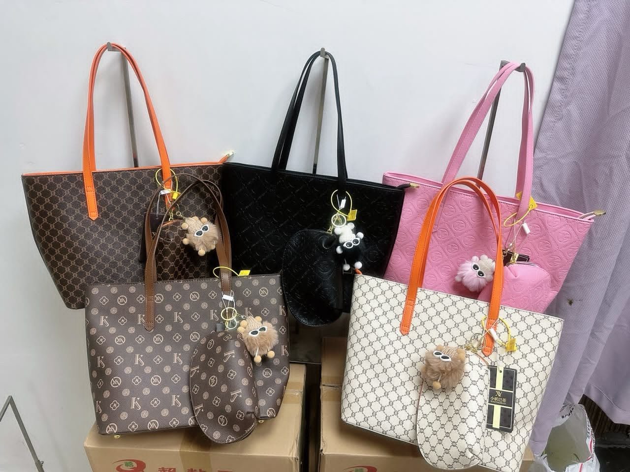 tote bag with pouch Women's 2-Piece Monogram Print Tote Bag and Pouch Set - Image 1